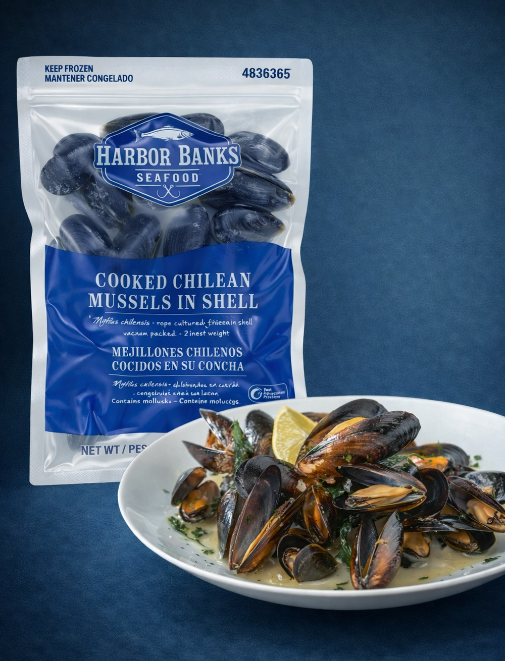 BLUE MUSSELS IN SHELL COOKED 1LB